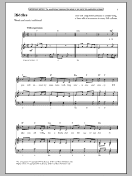 page one of Riddles (Piano & Vocal)