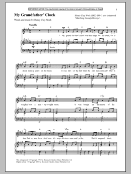 page one of My Grandfather's Clock (Piano & Vocal)