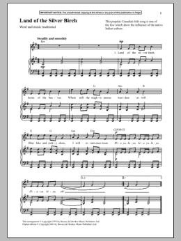 page one of Land Of The Silver Birch (Piano & Vocal)