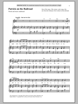 page one of Patrick On The Railroad (Piano & Vocal)