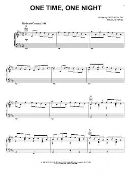 page one of One Time, One Night (Piano, Vocal & Guitar Chords (Right-Hand Melody))