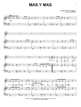 page one of Mas Y Mas (Piano, Vocal & Guitar Chords (Right-Hand Melody))