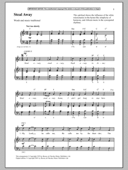 page one of Steal Away (Piano & Vocal)