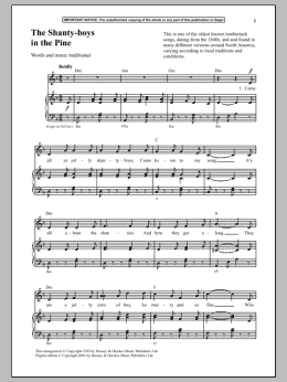 page one of The Shanty - Boys In The Pine (Piano & Vocal)