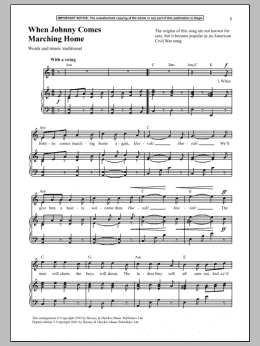 page one of When Johnny Comes Marching Home (Piano & Vocal)