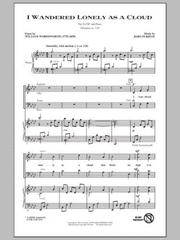 page one of I Wandered Lonely As A Cloud (SATB Choir)