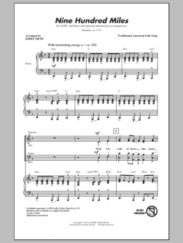 page one of Nine Hundred Miles (SATB Choir)
