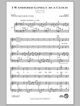 page one of I Wandered Lonely As A Cloud (SSA Choir)