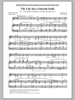 page one of The Lily Has A Smooth Stalk, Op. 1, No. 1 (from Songs To Poems) (Piano & Vocal)