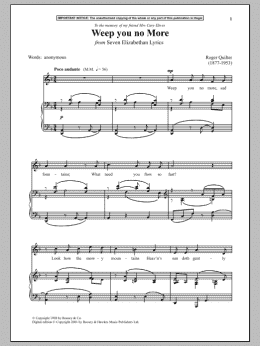 page one of Weep You No More (from Seven Elizabethan Lyrics) (Piano & Vocal)