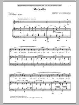 page one of Macushla (Piano & Vocal)