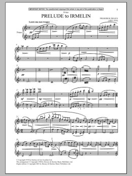 page one of Prelude To Irmelin (Piano Duet)