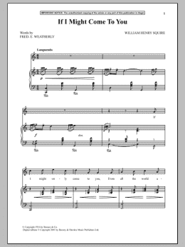 page one of If I Might Come To You (Piano & Vocal)
