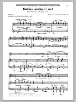 page one of Onaway, Awake, Beloved (from Hiawatha's Wedding Feast) (Piano & Vocal)