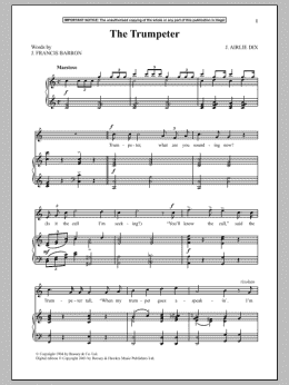 page one of The Trumpeter (Piano & Vocal)