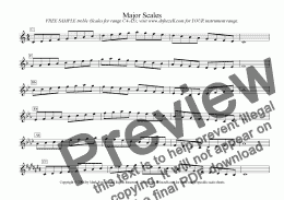 page one of Treble clef scales - FREE - major scales / minor scales