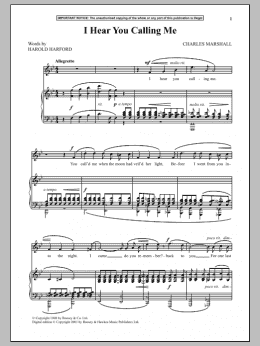 page one of I Hear You Calling Me (Piano & Vocal)