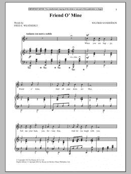 page one of Friend O Mine (Piano & Vocal)