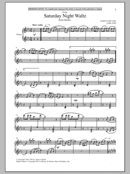 page one of Saturday Night Waltz (from Rodeo) (Piano Duet)