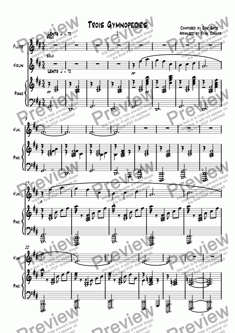 page one of Trois Gymnopedies
