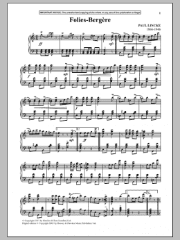 page one of Folies Bergere (Piano Solo)