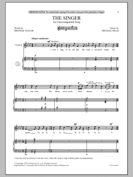 page one of The Singer (An Unaccompanied Song) (Piano & Vocal)