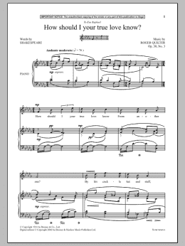 page one of How Should I Your True Love Know? (Piano & Vocal)