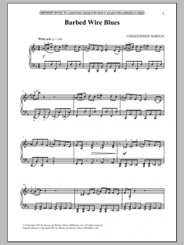 page one of Barbed Wire Blues (Piano Solo)