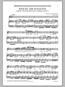 page one of Weicht, Ihr Schaten (from Mache Dich Auf, Werde Licht ) (Piano & Vocal)