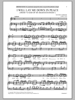 page one of I Will Lay Me Down In Peace (from O God Of My Righteousness) (Piano & Vocal)