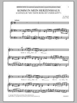 page one of Komm In Mein Herzenshaus (Cantata 80 Ein Feste Burg Ist Unser Gott) (Piano & Vocal)