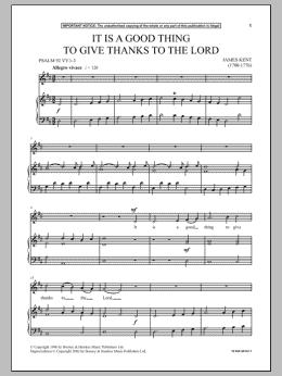 page one of It Is A Good Thing To Give Thanks To The Lord (Piano & Vocal)