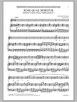 page one of Rose Quae Moritur (from O Qui Coeli Terraeque) (Piano & Vocal)