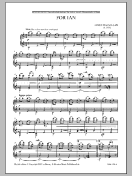 page one of For Ian (Piano Solo)