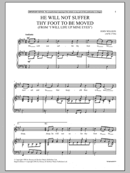 page one of He Will Not Suffer Thy Foot To Be Moved (from I Will Lift Up Mine Eyes) (Piano & Vocal)