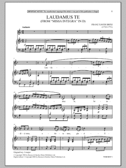 page one of Laudamus Te (from Missa Integra In D) (Piano & Vocal)