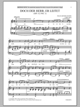 page one of Doch Der Herr, Er Leitet, Op. 112, No. 1 (Piano & Vocal)