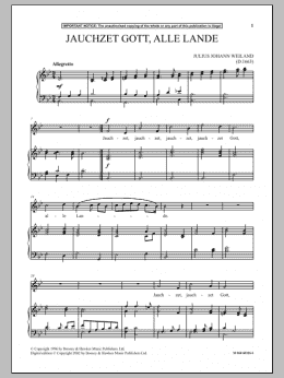 page one of Jauchzet Gott, Alle Lande (Piano & Vocal)