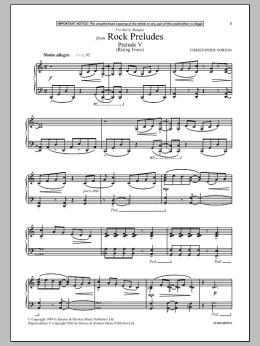page one of Prelude V (Rising Force) (from Rock Preludes) (Piano Solo)