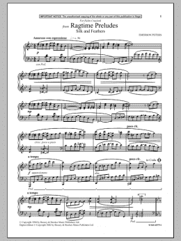 page one of Silk And Feathers (from Ragtime Preludes) (Piano Solo)