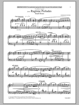 page one of Small Hours (from Ragtime Preludes) (Piano Solo)