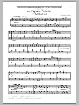 page one of Twilight Boulevard (from Ragtime Preludes) (Piano Solo)