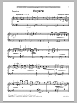 page one of Beguine (Piano Solo)