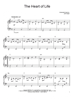 page one of The Heart Of Life (Easy Piano)