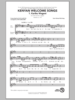 page one of Karibu Wageni (Welcome Visitors) (2-Part Choir)