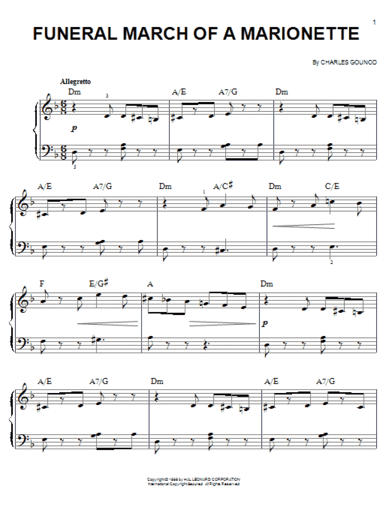 Funeral March Of A Marionette (Easy Piano)
