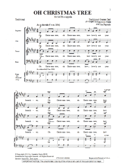 page one of O Christmas Tree (SATB Choir)
