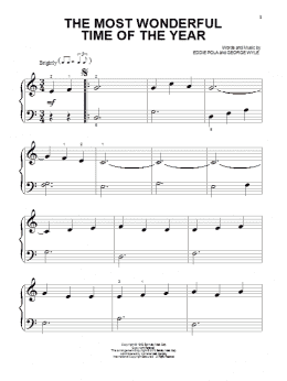 page one of The Most Wonderful Time Of The Year (Beginning Piano Solo)