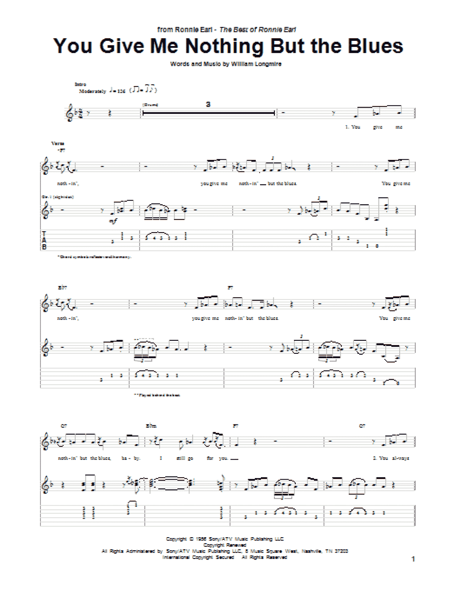 You Give Me Nothing But The Blues (Guitar Tab)