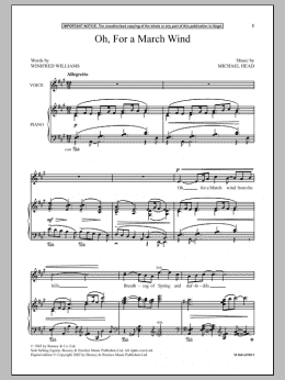 page one of Oh, For A March Wind (Piano & Vocal)
